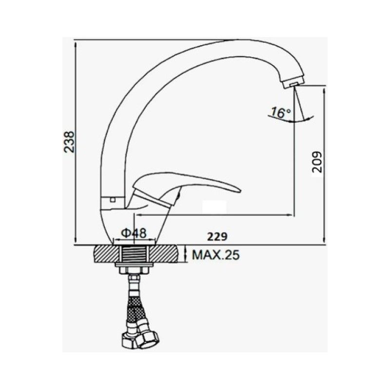 Смеситель для кухни D-Lin D150409-K, песочный