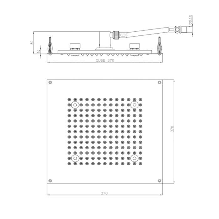 BOSSINI DREAM-CUBE Верхний душ 470 x 370 mm с 4 LED RGB, блок питания/управления, Cromoterapia, гибкая подводка,цвет: хром BOSSINI DREAM-CUBE Верхний душ 470 x 370 mm с 4 LED RGB, блок питания/управления, Cromoterapia, гибкая подводка,цвет: хром