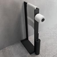 NOVELLINI FRAME Стойка напольная с полотенцедержателем, держателем туалетной бумаги и ершиком для унитаза, цвет черный матовый NOVELLINI FRAME Стойка напольная с полотенцедержателем, держателем туалетной бумаги и ершиком для унитаза, цвет черный матовый