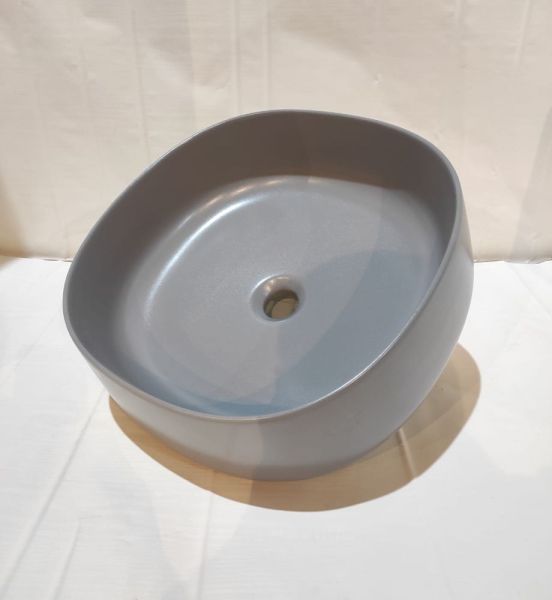 White Ceramic Jumper, накладная квадратная раковина 42x42x15h см, цвет серый матовый