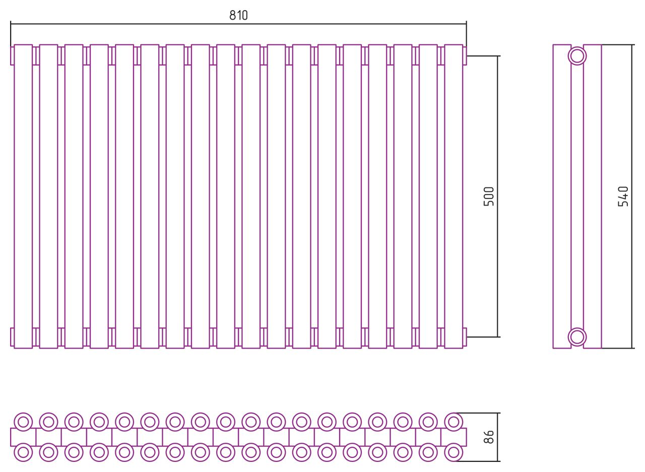 Отопительный радиатор ЭСТЕТ-00 н/ж 500х810 / 18 сек (Без покрытия)