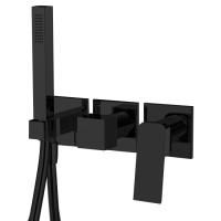 Fima Carlo Frattini Fit Смеситель для душа, встраиваемый, на 2 источника, с ручным душем, цвет: чёрный матовый