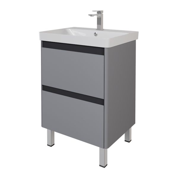 Тумба с раковиной подвесная/напольная Dreja Luxury Plus 60 см, серый базальт