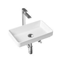 Комплект 5 в 1 Lavinia Boho Bathroom Sink Slim 21510079, накладная фарфоровая раковина 55 см, смеситель, латунный сифон, донный клапан quick-clac, угловые вентили 2 шт.