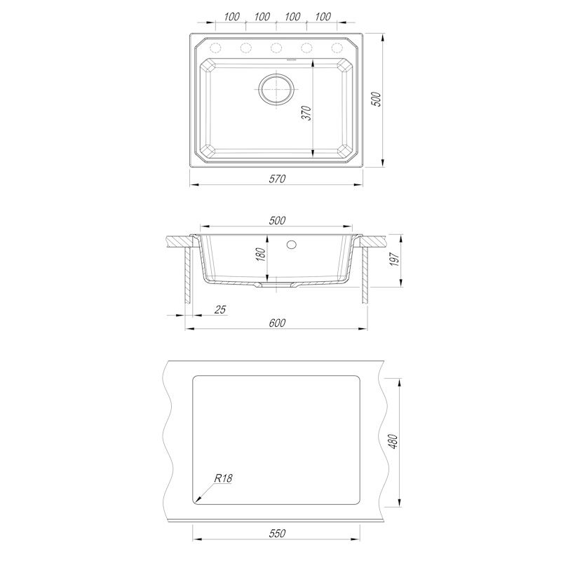 Кухонная мойка Dr. Gans КАРДИНАЛ 29.030.D0570.410, везувий, артикул 29.030.D0570.410