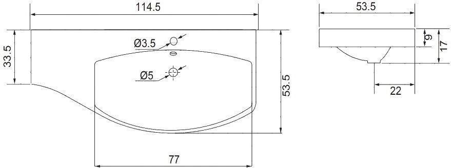 Раковина для тумбы Aquanet Опера 115 R Раковина для тумбы Aquanet Опера 115 R