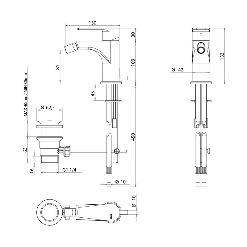Bongio Pi7 Смеситель для биде, цвет хром