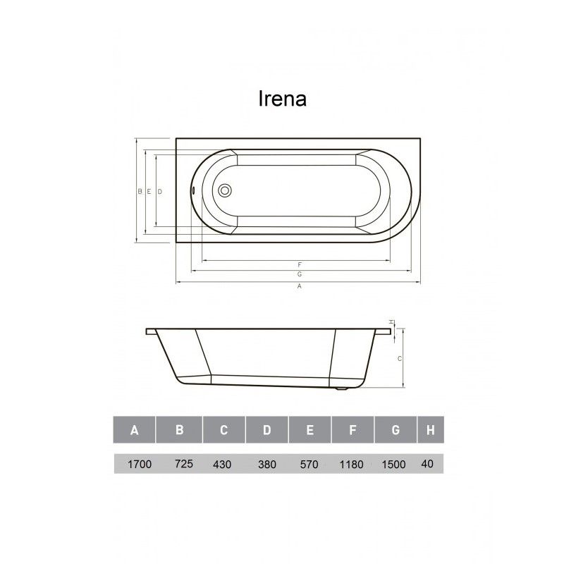 Ванна акриловая левосторонняя Vayer Irena Гл000026131, 170х72, артикул Гл000026131