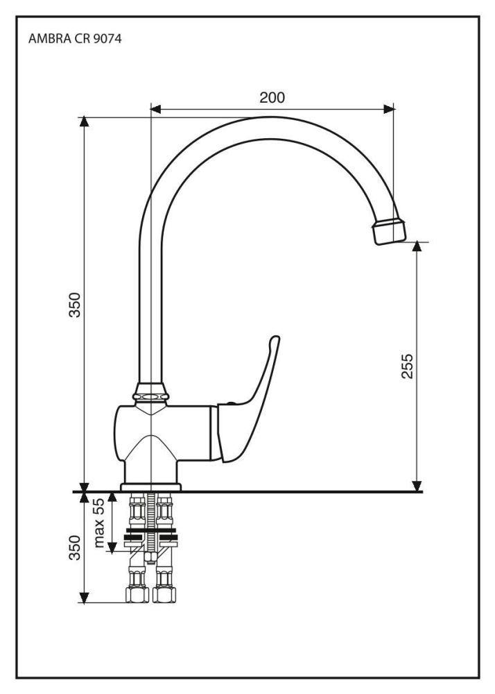 Emmevi Ambra, смеситель высокий для кухни, цвет хром, артикул 9074/CR