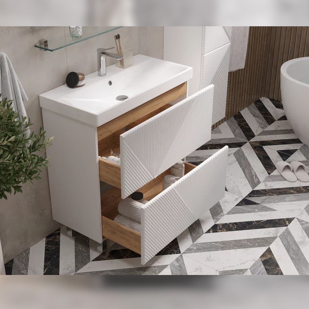 Тумба под раковину напольная Velvex Edge tn.EDG.9696.80.2Y белый глянец, 80 см, артикул tn.EDG.9696.80.2Y белый глянец