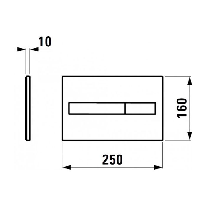 Клавиша смыва, Laufen, Lis, назначение-для унитаза, ширина, мм-250, глубина, мм-10, высота, мм-160, тип смыва-двойной, материал-пластик, цвет-хром