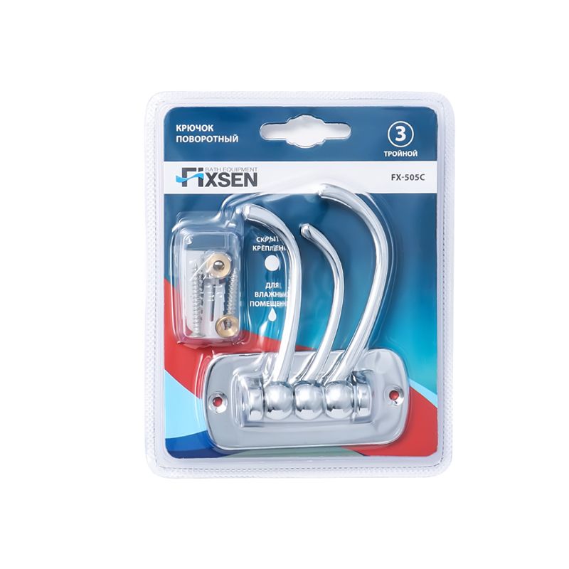 Тройной крючок для ванной FIXSEN EQUIPMENT FX-505C, хром, артикул FX-505C