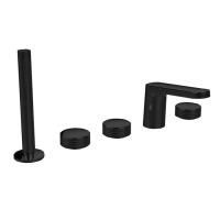 Fima Carlo Frattini Texture Collection Смеситель на борт ванны, ручки "H", с ручным душем и шлангом, цвет: чёрный матовый Fima Carlo Frattini Texture Collection Смеситель на борт ванны, ручки "H", с ручным душем и шлангом, цвет: чёрный матовый