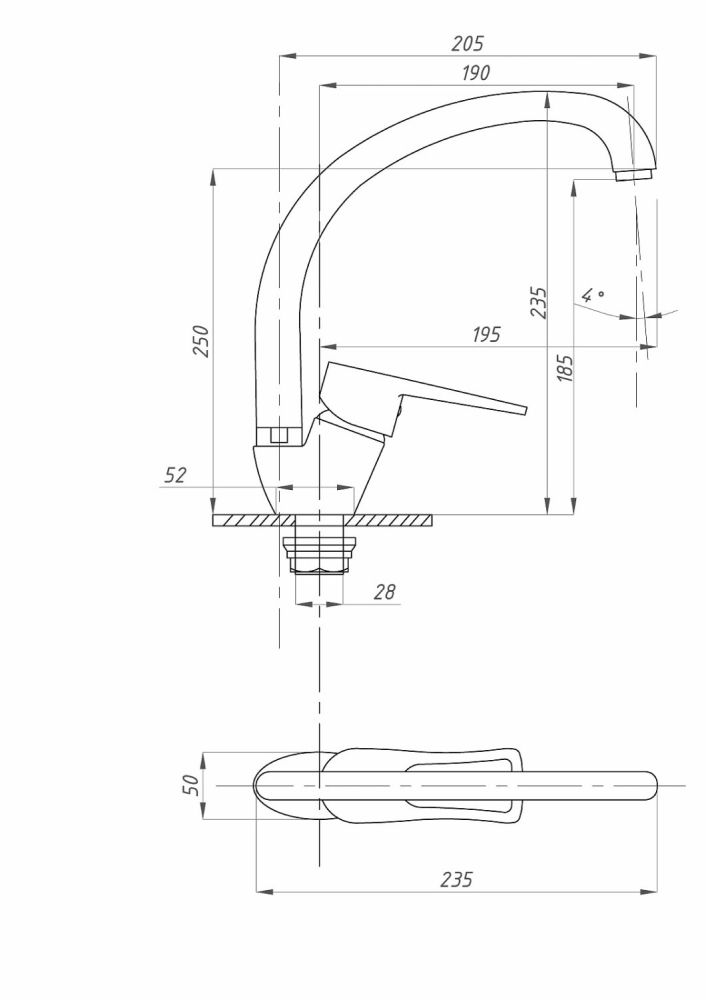 Смеситель для кухни FAUZT FZs-863-129 тип См-МОЦБА, артикул FZs-863-129