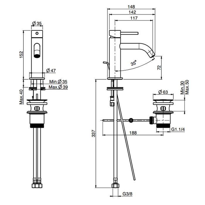 Fima Carlo Frattini Spillo Up Смеситель для раковины, на 1 отв., XS, с донным клапаном, цвет: золото, артикул F3031XSOR.2