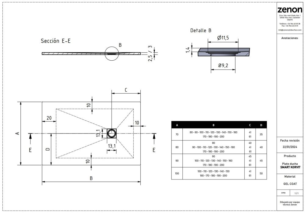 Zenon Smart Korvit, поддон из искусственного камня с покрытием Gel Coat 100х100, цвет Perla (жемчужный), артикул 4000.000.000.000.18789
