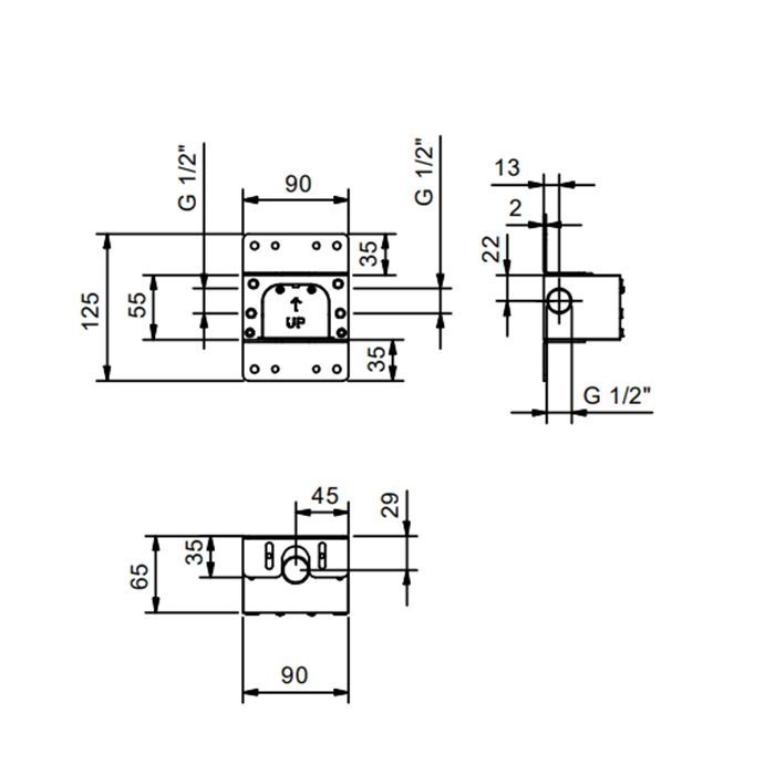 Внутрення часть, Fantini, Acquafit, назначение-для верхнего душа, стандарт подвода воды-1/2"