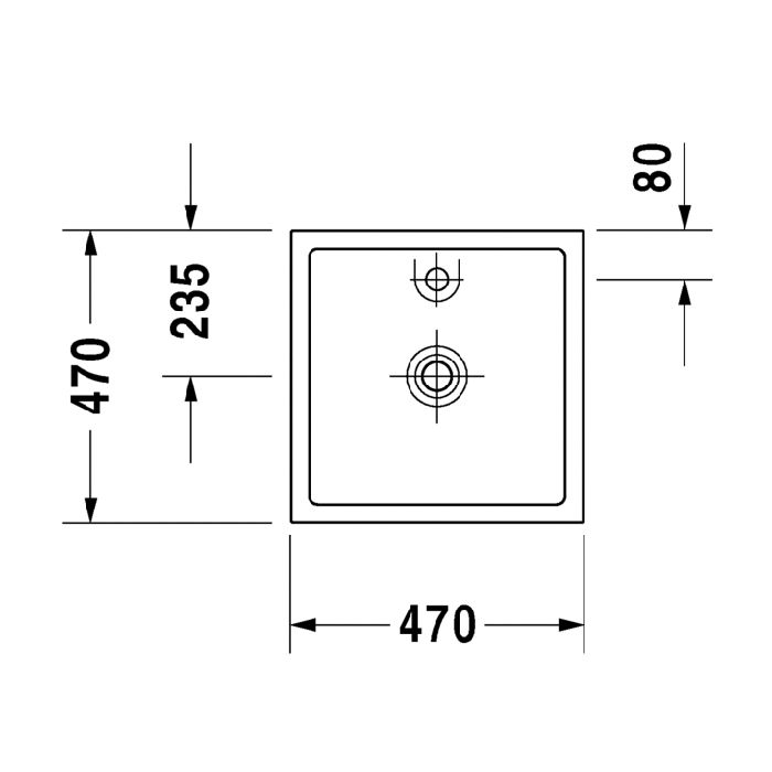 Duravit Starck 1 Раковина шлифованный вариант, без перелива, без площадки под смес., с 1 отв., вкл. крепление, а также выпуск с керамической крышкой,