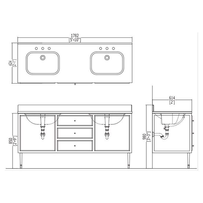 Devon Swindon Раковина встраиваемая под столешницу (55,5х38,5 cм), цвет: белый, артикул ACSWINDONDS bi