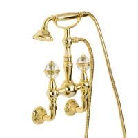 CRISTALIA Смеситель для душа внешний, вых М1/2", в компл: шланг ручн. лейка, ручки CRYSTAL, золото