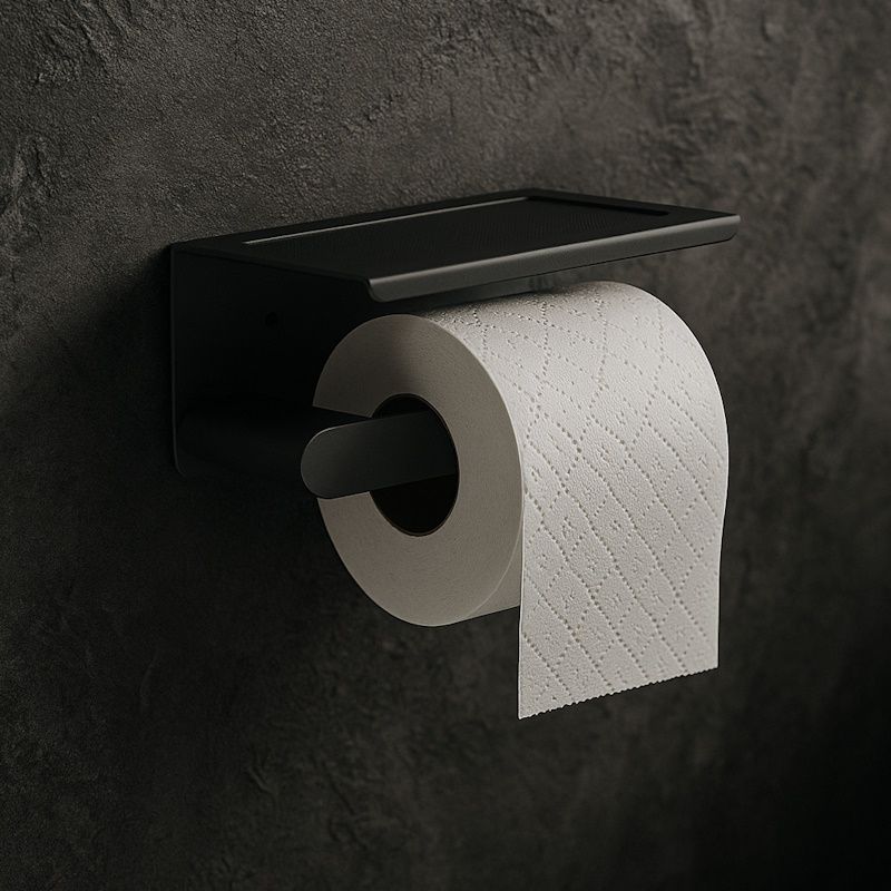 Держатель для туалетной бумаги с полочкой Knotlor PH102BL, черный, артикул PH102BL