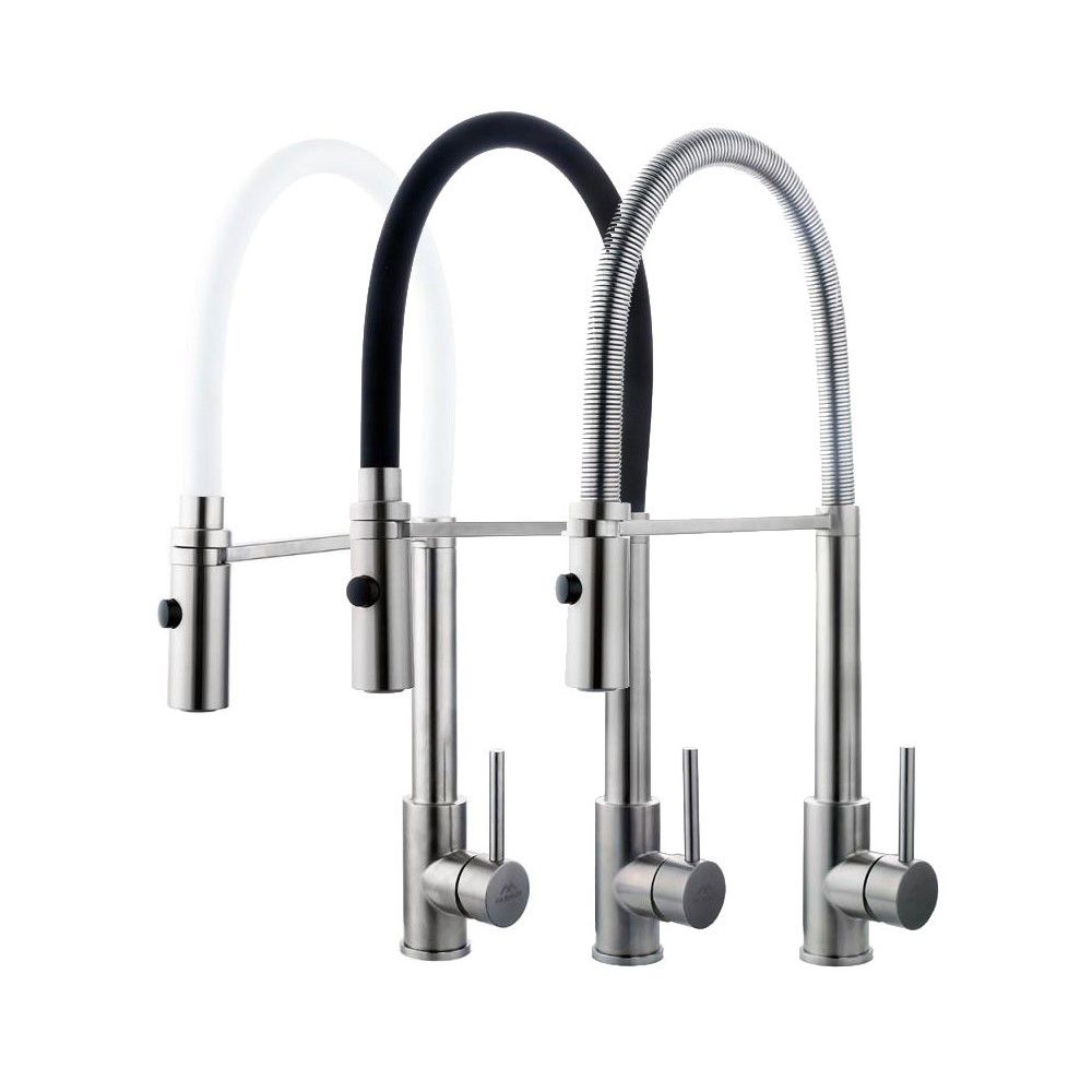 Смеситель для кухни с гибким изливом FASHUN A54111-8, сатин/белый