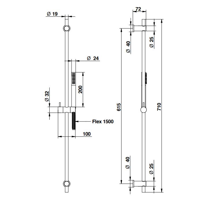 Bongio Душевая стойка с ручным душем 1500 мм, цвет золото