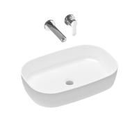 Комплект 2 в 1 Lavinia Boho Bathroom Sink Slim 21510173, накладная фарфоровая раковина 54 см, встраиваемый смеситель со скрытым механизмом