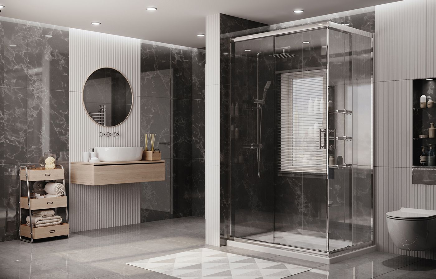 Душевой уголок Ambassador Kingston 14011101-ST9, прямоугольный, линейный трап, 120х80