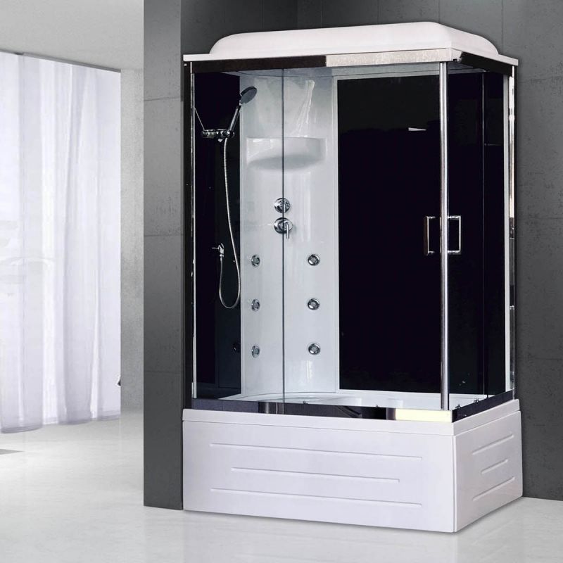 Душевая кабина Royal Bath BP 100х80 RB8100BP3-BT-CH-L с гидромассажем профиль Хром задняя стенка Черная Душевая кабина Royal Bath BP 100х80 RB8100BP3-BT-CH-L с гидромассажем профиль Хром задняя стенка Черная
