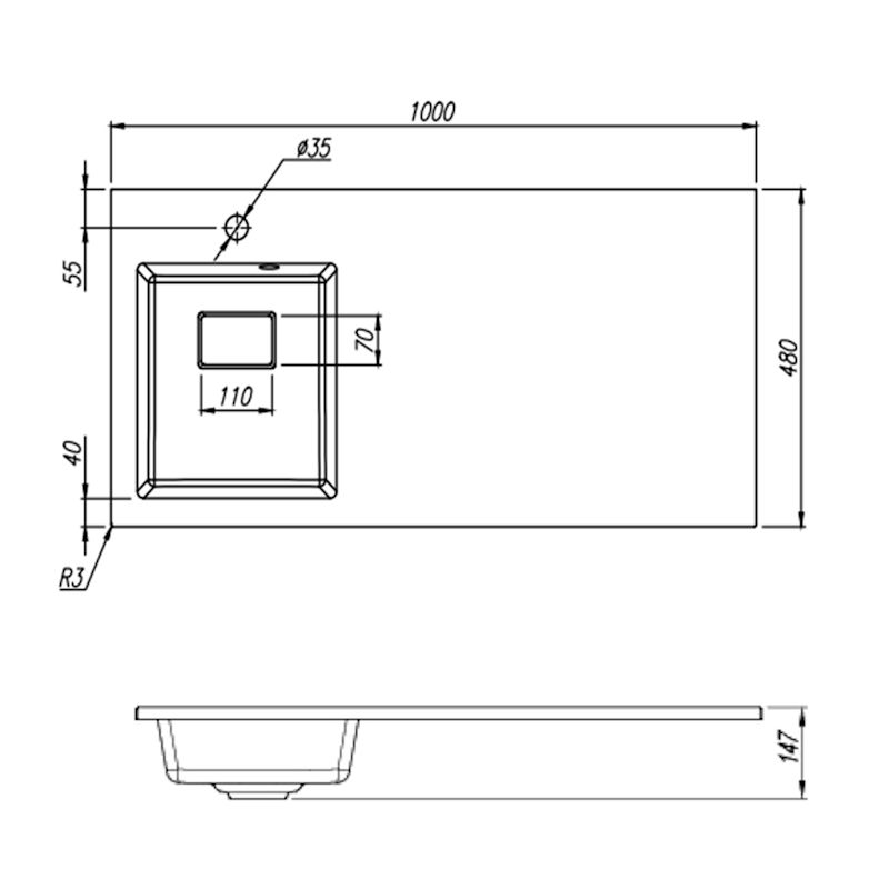 Раковина Florentina Аванти 100 см 10.310.0L100.001, белая, артикул 10.310.0L100.001