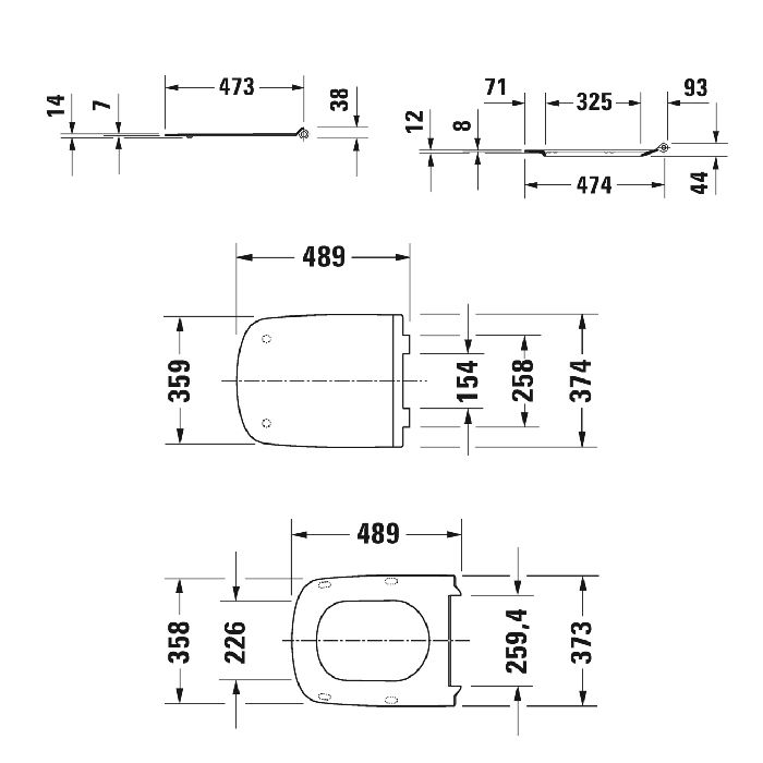 Сиденье для унитаза, Duravit, Durastyle, с крышкой, ширина, мм-374, глубина, мм-470, высота, мм-25, тип шарниров-с плавным опусканием SoftClose, съемный вариант, материал шарниров-нержавеющая сталь, цвет шарниров-нержавеющая сталь,цвет-белый, артикул 0060590000