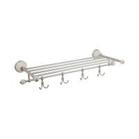 OLIVIA Полка-держатель для полотенец с 4-мя крючками, L60хh10xP30 см, керамика белая, хром