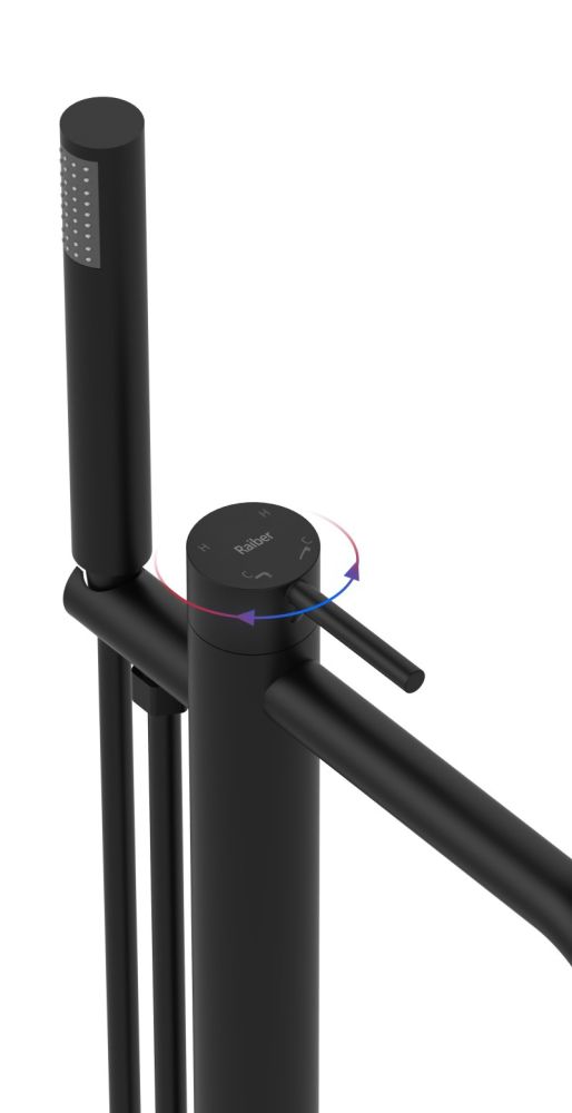Смеситель для ванны напольный Raiber RPB-010, черный