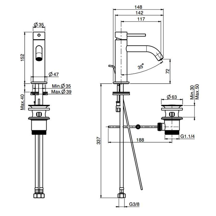 Fima Carlo Frattini Spillo Up Смеситель для раковины, на 1 отв., XS, с донным клапаном, цвет: золото, артикул F3031XSOR.ES
