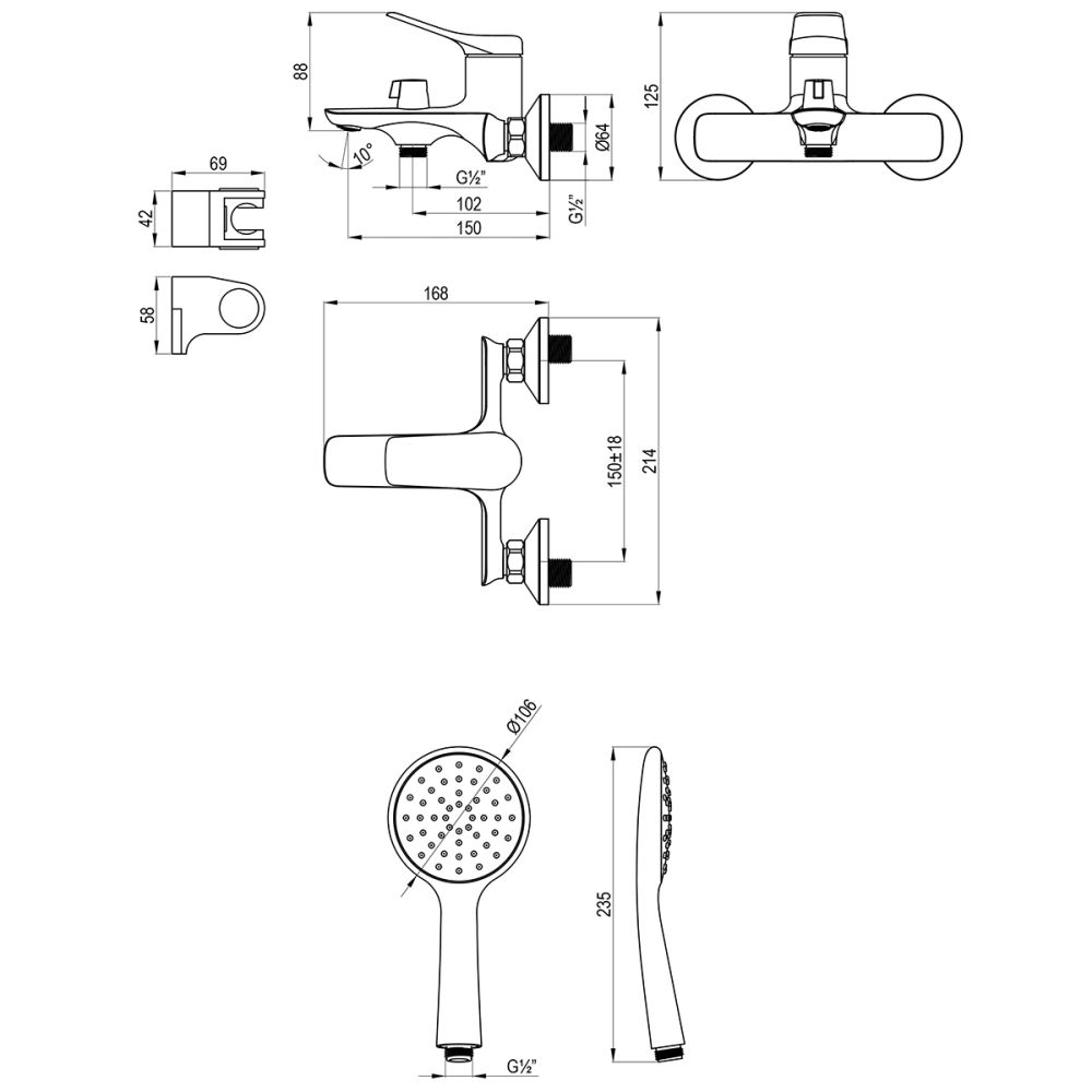 Смеситель Lemark Ortus для ванны (LM11314C), артикул LM11314C
