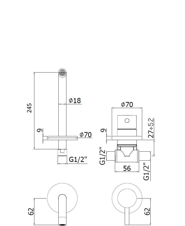 Смеситель для раковины Paffoni Light LIG007ST70 (с внутренней частью) Смеситель для раковины Paffoni Light LIG007ST70 (с внутренней частью)