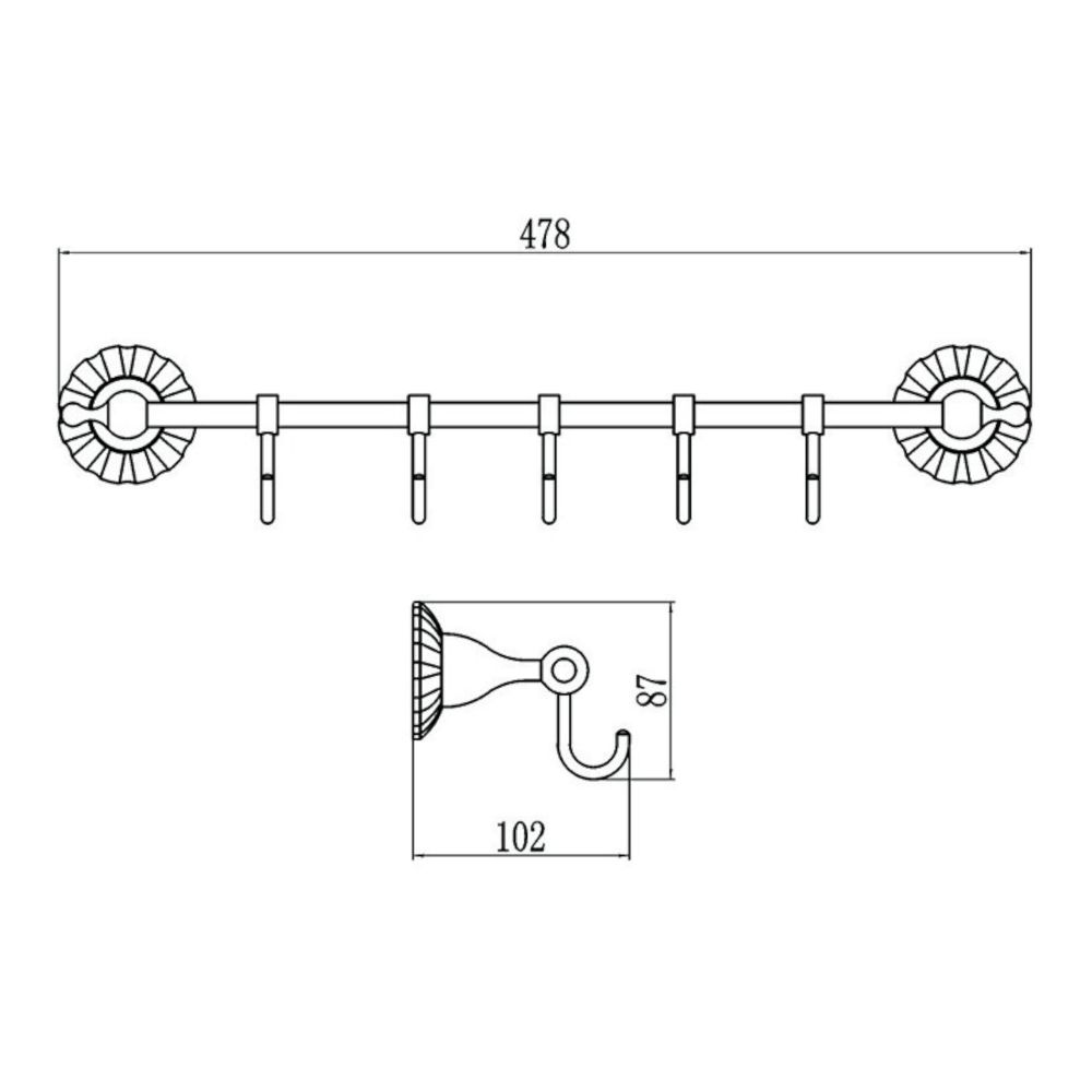 Планка с крючками Savol S-08975C, бронза