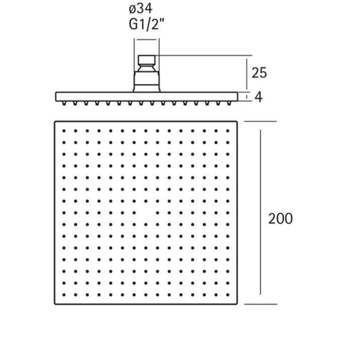CISAL Xion Верхний душ 200х200 мм., нержавеющая сталь