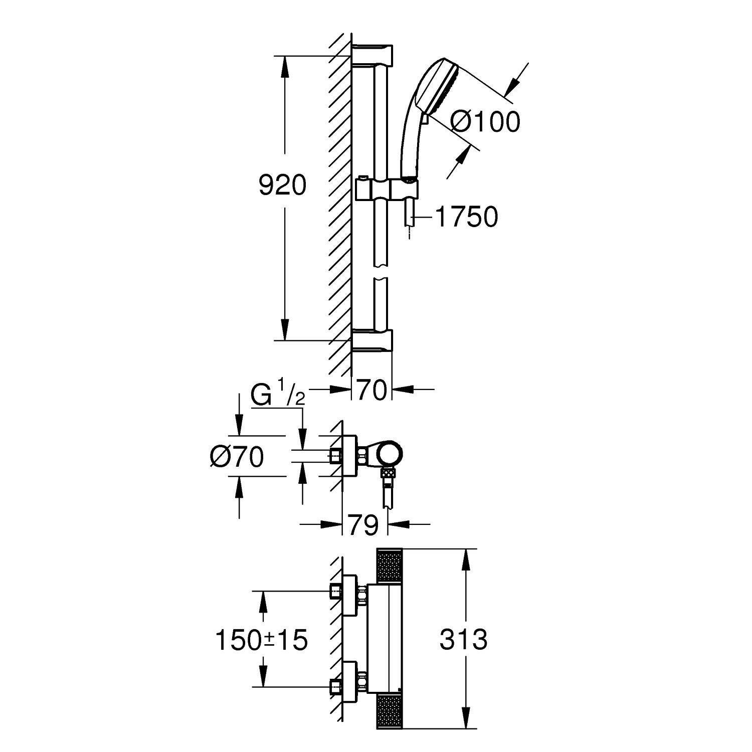 Термостат для душа GROHE Grohtherm 1000 Performance + Душевой гарнитур Tempesta Cosmopolitan 100, хром (34784000) Термостат для душа GROHE Grohtherm 1000 Performance + Душевой гарнитур Tempesta Cosmopolitan 100, хром (34784000)