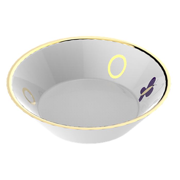 THG CAPUCINE MAUVE DECOR OR Блюдо керамическое ø130 мм., настольное, декор золото/лиловый, цвет белый THG CAPUCINE MAUVE DECOR OR Блюдо керамическое ø130 мм., настольное, декор золото/лиловый, цвет белый