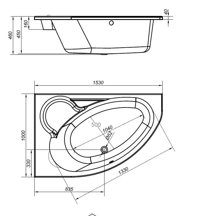 Ванна Cersanit  асимметричная KALIOPE 153x100 левая (63441), артикул 63441