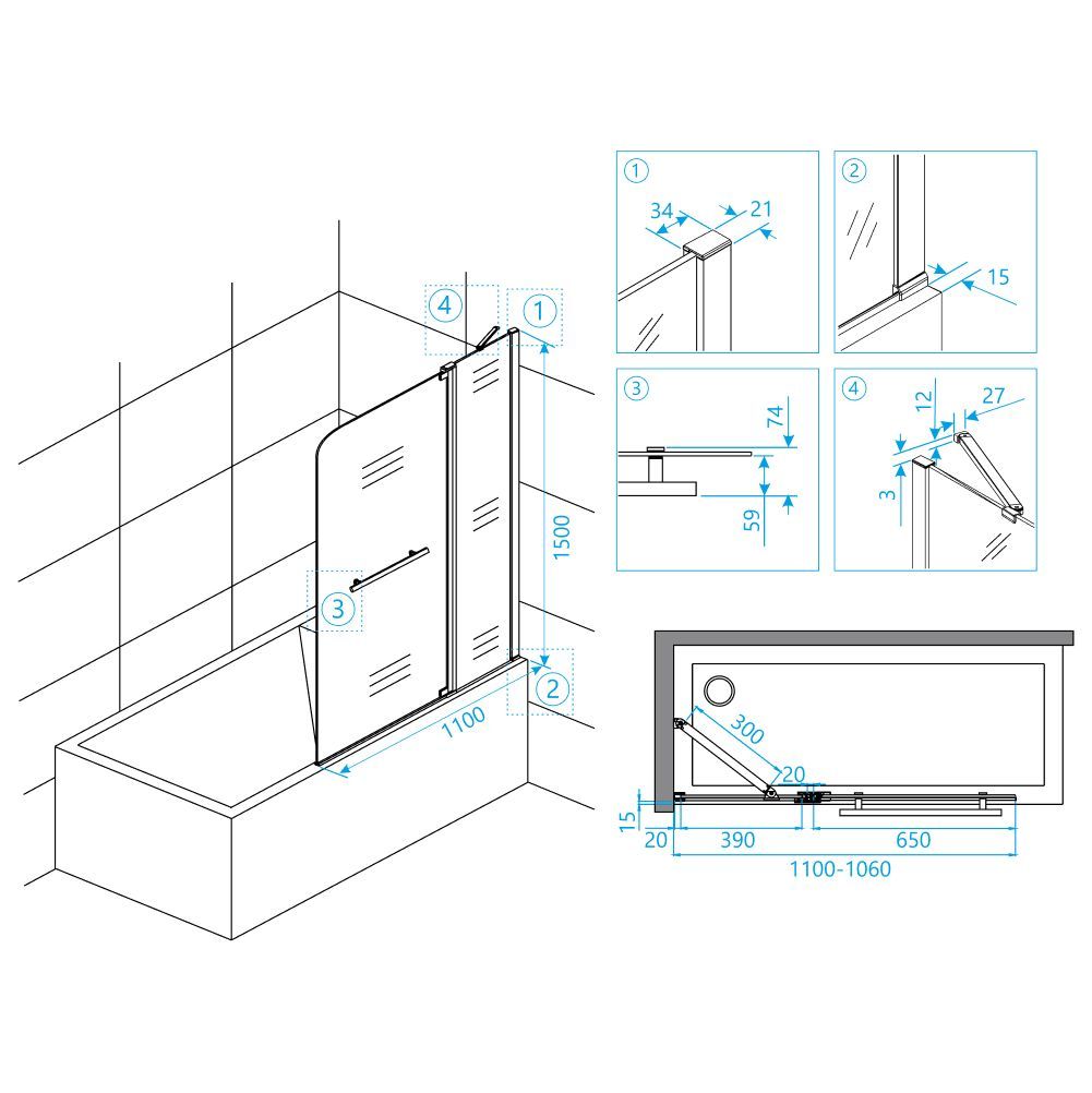 Шторка на ванну RGW SC-03