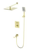 Душевая система с термостатом встраиваемая WONZON & WOGHAND, Брашированное золото (WW-88929003-BG)