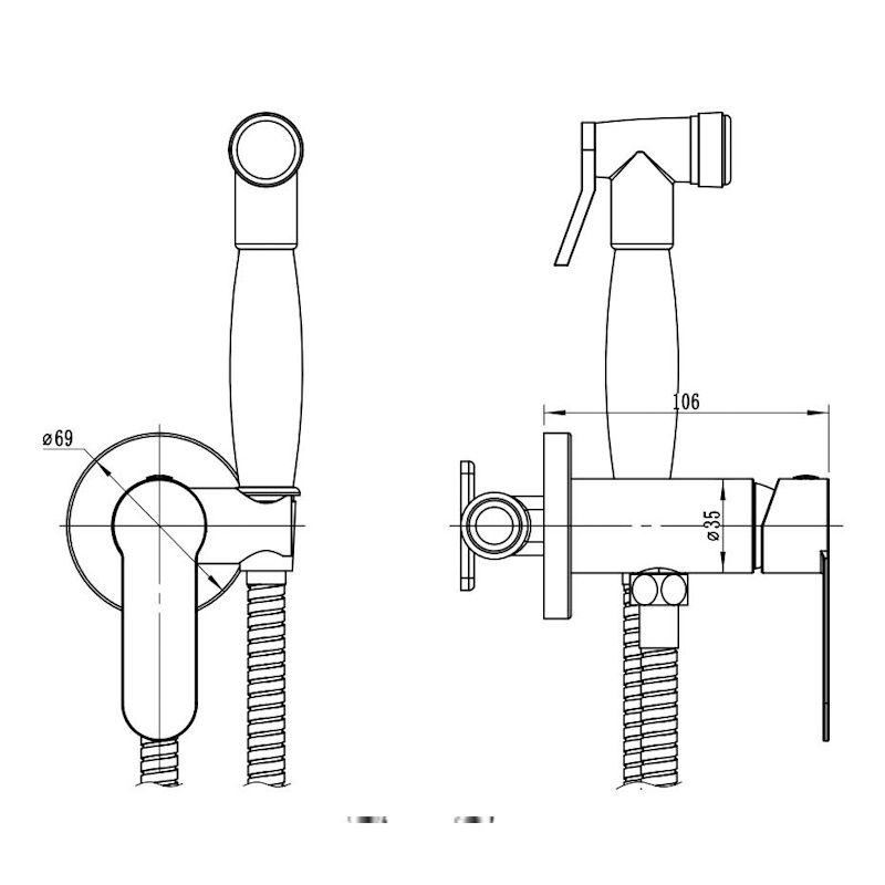 Гигиенический душ со смесителем встраиваемый ESKO SMHOL, сатин