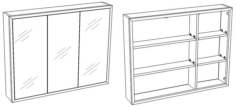 Зеркало-шкаф "Айрон 90", серый/арт