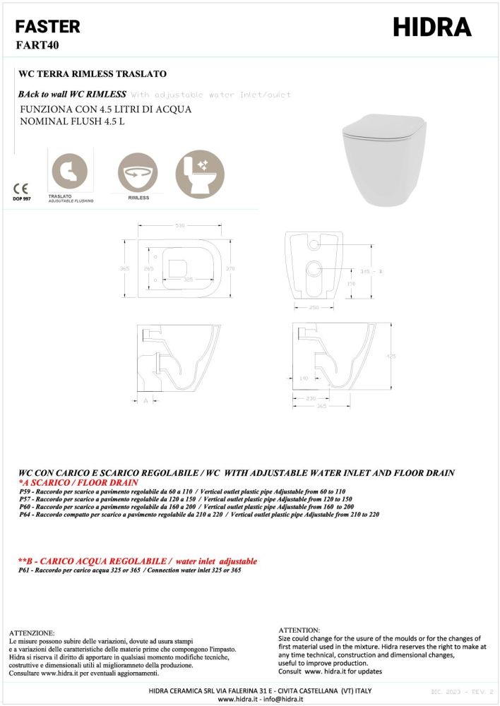 Hidra Faster, напольный безободковый унитаз c крепежом, 53x36,5 см, цвет черный матовый, артикул FART40/026