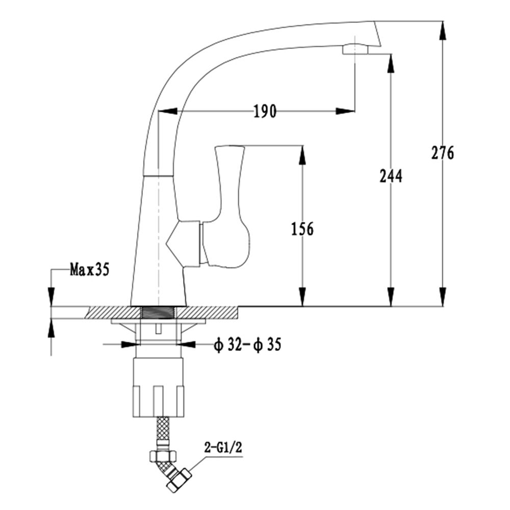 Смеситель для кухни GranFest 3723, топаз