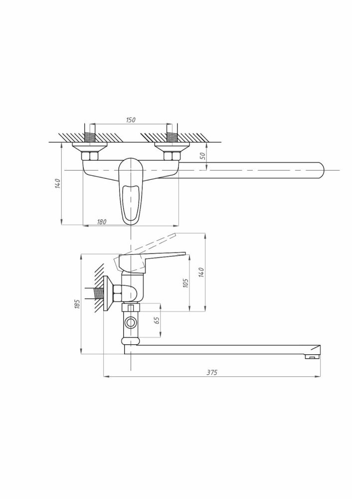Смеситель для ванны с душем ПСМ-ПРОФСАН PSM-523-084 ЕВРО тип См-ВУОРНШлА, артикул PSM-523-084