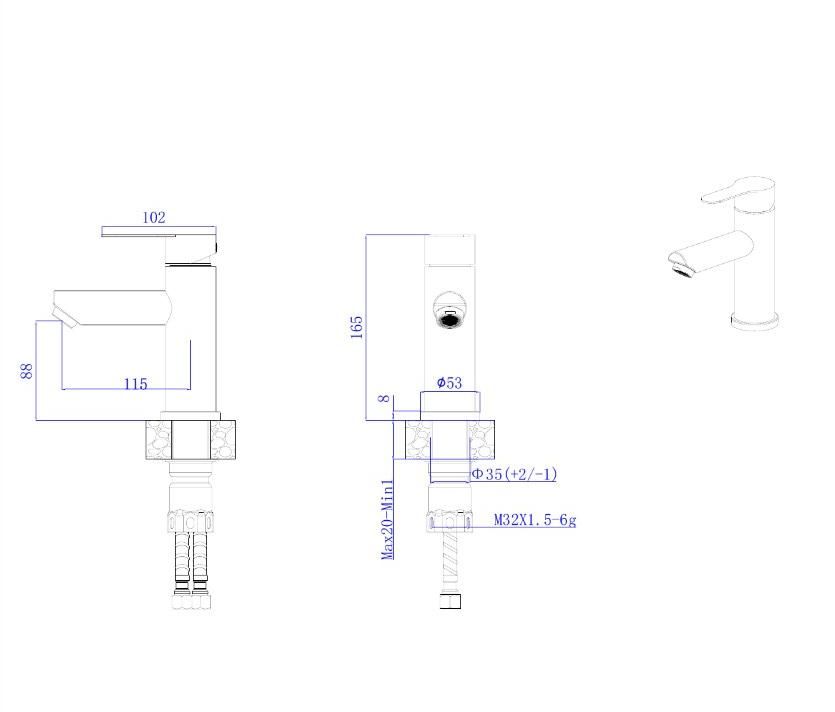 Смеситель для умывальника RUSH Santiago черный (SUS1116-11Black), артикул SUS1116-11Black